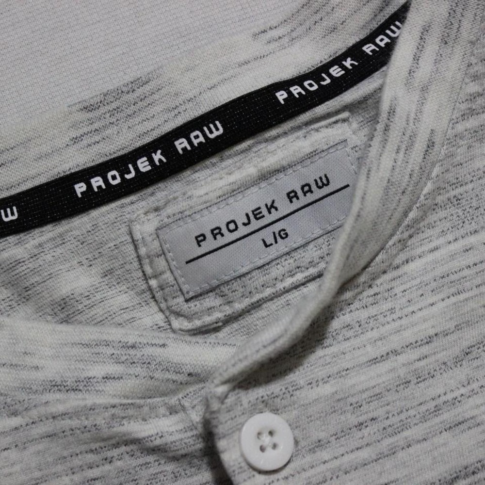 Mens Y2K Longsleeve Henley Skater Grunge Abstract Point Zero Projek Raw Shirt - Picture 6 of 7